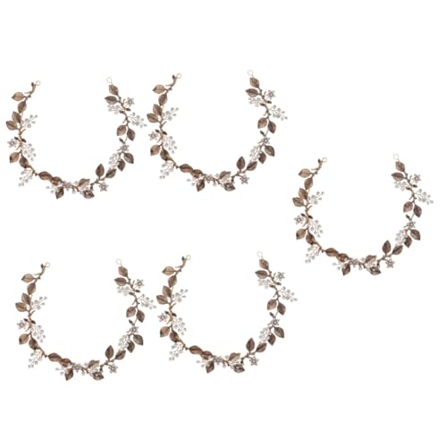 DOITOOL 5St Blatt Haarband Mädchen Haarrebe für Hochzeitsbraut Braut- Tiara Haarschmuck Blumenhaarrebe Brauthaarreben für die Hochzeit die Blumen Kopfbedeckung Stirnband von DOITOOL