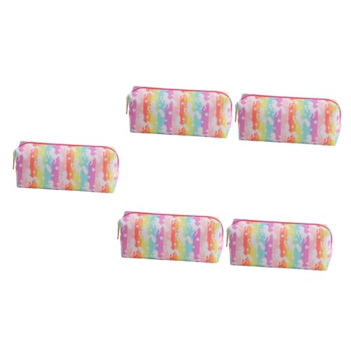 DOITOOL 5 Stück Großes Federmäppchen mit Einhorn Muster Langlebige Stiftemappe im Reißverschluss Design für Große Kapazität für Schreibwaren und Kosmetik von DOITOOL