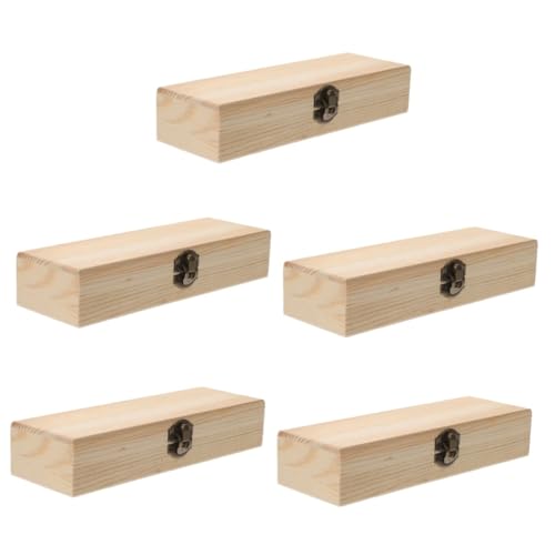 DOITOOL 5 Stück Holz Bleistiftbox Multifunktionale Aufbewahrungsbox für Schule Büro und Zuhause mit Praktischem Deckel für Stifte Buntstifte und Kleine Utensilien von DOITOOL