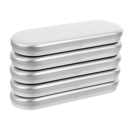 DOITOOL 5 Stück Kinderstiftkoffer Schreibwarenhalter Bleistifthalter aus Zinn Stifteboxen Bleistift-Organizer Kleiner Stifthalter Bleistiftbehälter Etui Zinnstiftkoffer Weißblech Silber von DOITOOL