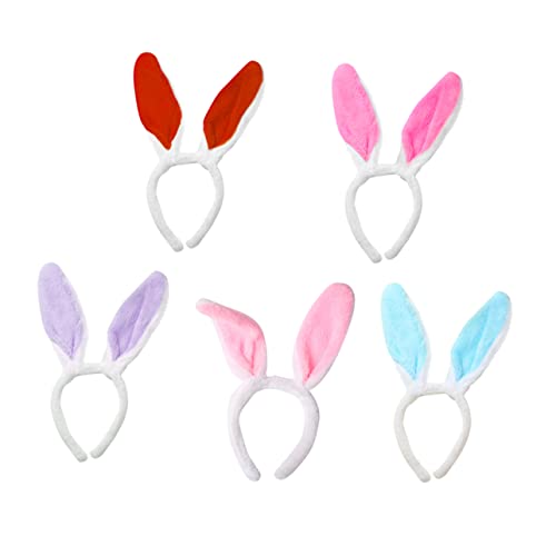 DOITOOL Haarreifen Mit Ohren 5 Stück Plüsch-stirnbänder Mit Hasenohren Für Erwachsene Jungen Und Mädchen Cosplay Und Zufällige Farbe von DOITOOL