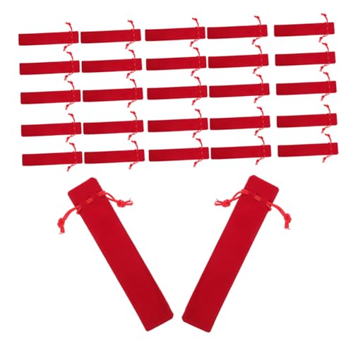 DOITOOL 50 Stück Federmäppchen Mit Kordelzug Samtbeutel Mit Kordelzug Aufbewahrungstasche Für Schreibwaren Kordelzugbeutel Aus Stoff Dekorativer Bleistifthalter Stiftbehälter Rot Flanell von DOITOOL