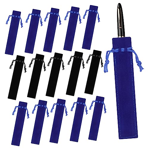 DOITOOL 50 Stück Fleece -stiftbeutel Stifthülle Stiftetuis Mit Samthülle Stifthülsen Federmäppchen Ästhetik Ästhetisch Ärmel Federtasche Mit Kordelzug Farbig Blau Flanell von DOITOOL