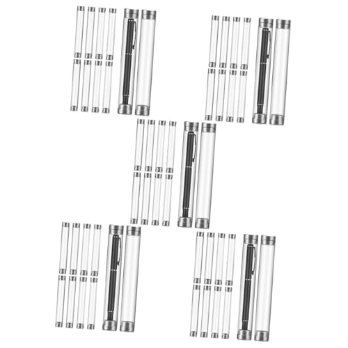 DOITOOL 50 Stück Teiliges Transparente Acryl Pen Display Röhren Zylindrische Stifteboxen mit Stoppern Schützend für Büro Schule Aufbewahrung Wertvoller Kugelschreiber von DOITOOL