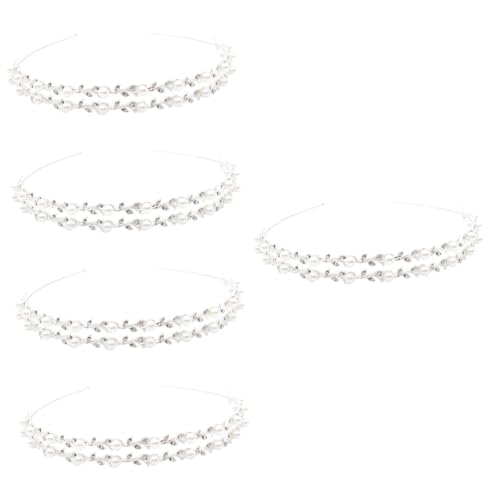 DOITOOL 5st Braut Hochzeit Stirnband Haarschmuck Für Die Braut Haarschmuck Aus Perlen Kopfschmuck Aus Perlen Stirnbänder Aus Metall Braut-tiara Fräulein Doppelschicht Abs von DOITOOL