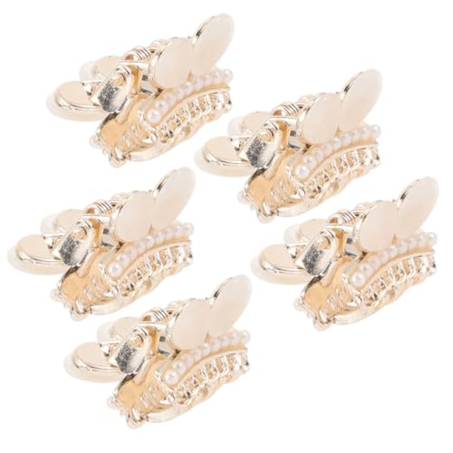 DOITOOL 5st Haarschmuck Damen Kleine Perlenklammer Vintage Haarspange Perlenhaarspangen Clutch Aus Perlenhaar Perlenklauenclip Dekorative Haarspange Fein Metall Perlenclip von DOITOOL