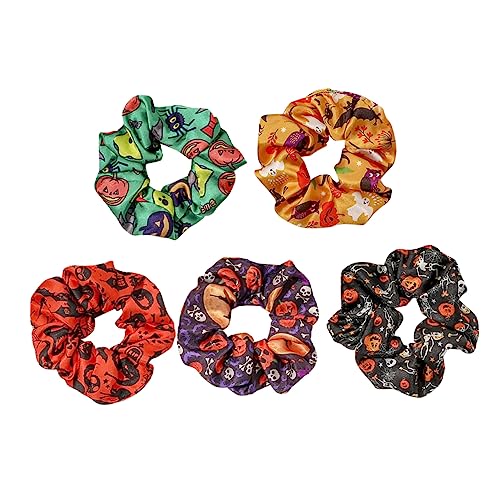 DOITOOL 5st Halloween-haargummi Haargummis Für Mädchen Halloween-haarband Haarseile Herbstkürbis-scrunchie Halloween-ringe Für Frauen Fräulein Krawatte Stoff Pferdeschwanz von DOITOOL