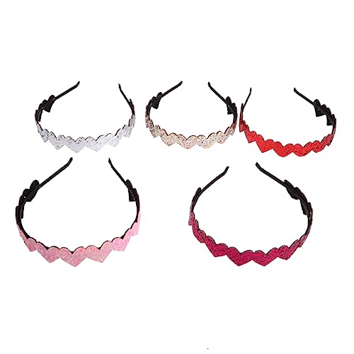 DOITOOL 5st Glänzendes Herz-stirnband Glitzerndes Stirnband Liebe Herz Haarband Funkelndes Wellenhaarband Pailletten-make-up-stirnband Spa-schweißband Kopfschmuck Kleine Haarschmuck Mode von DOITOOL