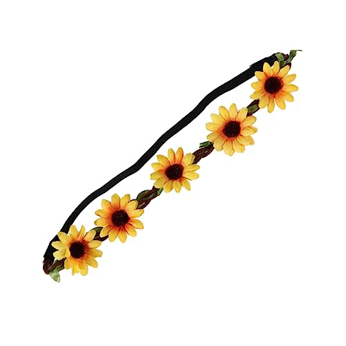 DOITOOL 5St Mädchen Stirnbänder Haarband Stirnbänder für jugendlich Tiara Stirnband Haarschmuck mit Blumen Blumenkranz künstlich Heiligenschein Haarring Krone Damen Sonnenblume von DOITOOL