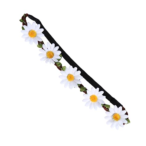 DOITOOL 5St verstellbares Haargummi Sonnenblumenkranz Blumenkrone, Blumengirlanden-Stirnbänder haarschmuck Mädchen Heiligenschein Kronenhaar Stirnband Damen Kopfbedeckung Weiß von DOITOOL