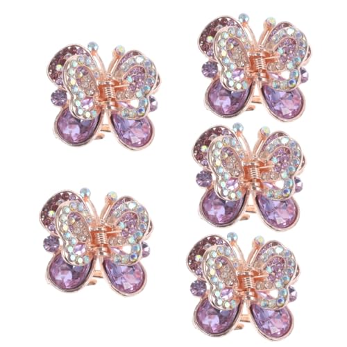 DOITOOL 5st Schmetterlings-strass-clip Krallenclips Für Haare Kopfschmuck Aus Kristall Haarklammern Für Damen Haarspangen Knall-clip Strasssteine Metall Violett von DOITOOL