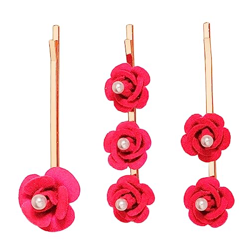 DOITOOL 6 Stk florale Haarspange rote geblümte Haarspangen Blumendekorationen Haarklammer Haarnadel Rosenhaarschmuck für Frauen kleine Haarspangen für Frauen Jahrgang schmücken Klipp Damen von DOITOOL