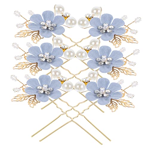 DOITOOL 6 Stk Braut Haargabel in U-form Blumen Haarteil Haarschmuck Für Die Braut Hochzeitshaar Silber Haarnadel Hochzeit Haarspangen Für Damen Kristall Bohren Strasssteine Fräulein von DOITOOL