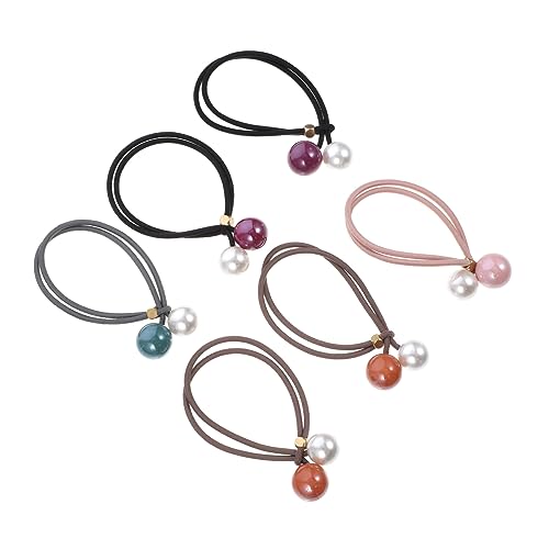 DOITOOL 6St Perle Haargummi Haargummis für Mädchen Pferdeschwanzhalter für Mädchen Tiara Haarband Mädchen Haarkreis schöner Kopfschmuck elastisch Haarseil Lederetui Stoff von DOITOOL