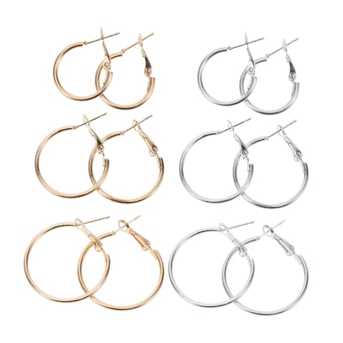 DOITOOL 6 Stück Teiliges Große Runde Creolen Ohrschmuck für Damen C Förmige Geometrische Metallohrringe in Gold und Weiß Hautfreundlich Leicht und Modisch Vielseitig Kombinierbar von DOITOOL