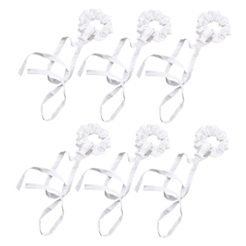 DOITOOL 6st Haarring Haarschmuck Für Mädchen Haargummis Für Mädchen Haarschmuck Für Frauen Süße Elastische Haarbänder Haargummis-armband Fräulein Reine Baumwolle Weiß Elastizität Schleife von DOITOOL