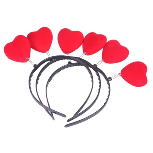 DOITOOL 6St Valentinstag Herz Stirnband Beflockte Stirnbänder Plüschtier Haarnadel Zubehör für Partykostüme Stirnbänder für Kinder niedlich Ausgabekarte Kopfbedeckung rot von DOITOOL