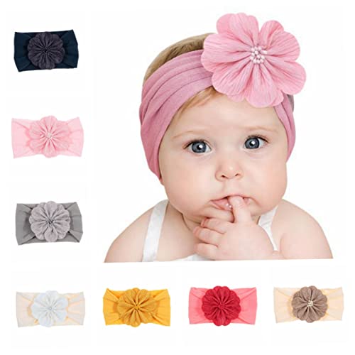 DOITOOL 6St Mädchen Blumen Haarband Stirnband Kind Baumwollstirnbänder Blumenstirnbänder für Babys Säuglingshaarband Haarwickel für Neugeborene Haargummi haarschmuck Hasen Ohren Schal von DOITOOL