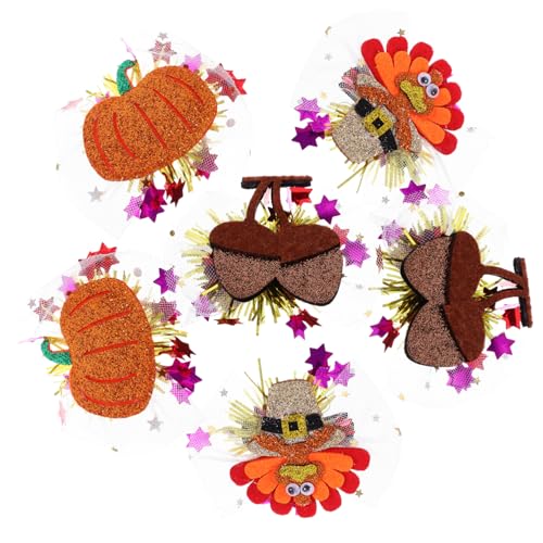 DOITOOL 6st Türkei-haarnadel-haar-accessoire Thanksgiving-haar-accessoires Haarspangen Für Damen Kürbis Haarspange Ahornblatt-haarnadeln Kürbis-haarspange Fräulein Herbst Stirnband Stoff von DOITOOL