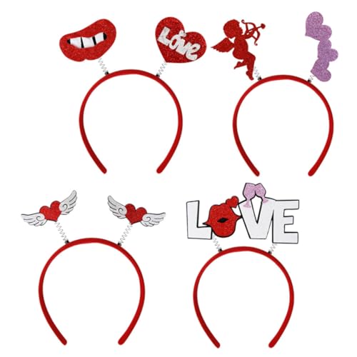 DOITOOL 8 Stk Valentinstag Stirnband Haarschmuck Stirnbänder Für Damen Glitzer-herz-stirnband Kopfbedeckungen Für Damen Abschlussball Requisiten Haarband Plastik Fräulein Bilden Rot Amor von DOITOOL