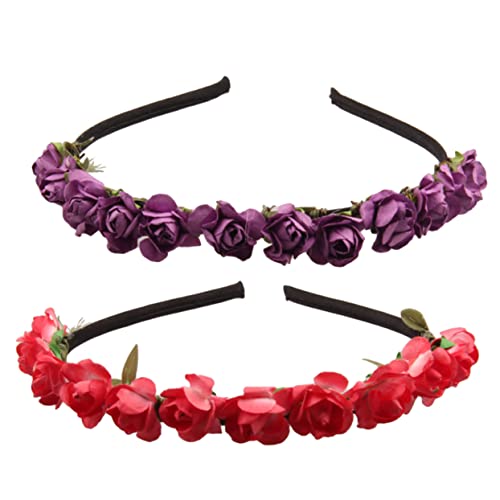 DOITOOL 8st Regenbogenblumenkrone Haarbänder Für Damen Rosenblütenkrone Tiara Für Mädchen Clipper-greifer Stirnband Für Kinder Boho-haarschmuck Strand Das Foto Urlaub von DOITOOL