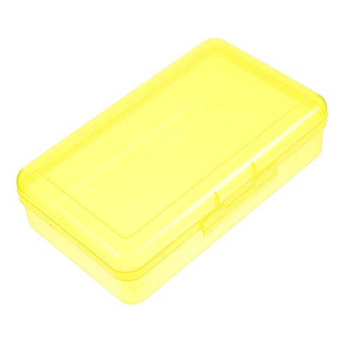 DOITOOL Aufbewahrungsbox Für Schreibwaren Federmäppchen Mit Großem Fassungsvermögen Bleistiftfälle Tragbarer Bleistiftfall Organisiert Container Rosa Einfach Yellow Plastik von DOITOOL