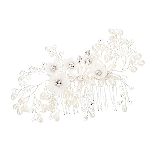 DOITOOL Blumen strass kamm Haarspange Braut Kopfschmuck Hochzeit haarschmuck Tiara braut haarkamm Kopfschmuck aus Blumenhaar die Blumen Kopfbedeckung Perle Damen Zinklegierung Weiß von DOITOOL