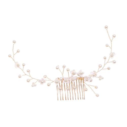 DOITOOL Braut Haarkamm Haarschmuck Kopfbedeckungen aus Brautperlen Hochzeits-Haarband Braut- hochzeitsdeko Tiara Hochzeit Haarkamm Perlenhaarkamm die Blumen schmücken Kunststoff Weiß von DOITOOL