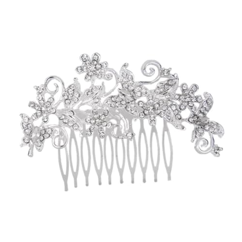 DOITOOL Braut Haarkamm Slide Clip Haarteil silberne Tiara Haarkamm aus Kristall Braut-Tiara Perlen Tiara perücken Braut Hochzeit Haarkamm Strasskamm Strasssteine Kopfbedeckung Haarpfropfen von DOITOOL