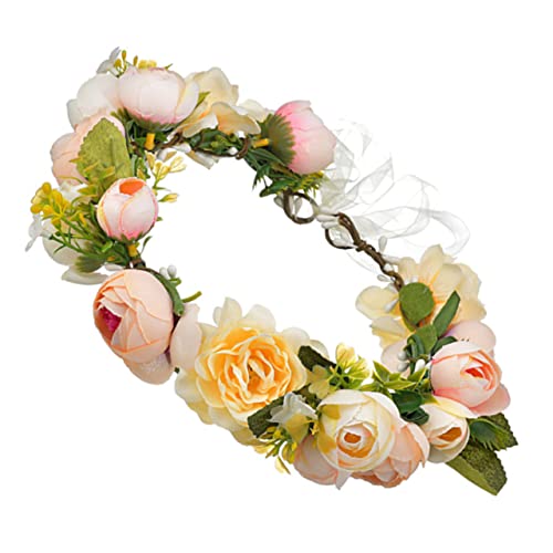 DOITOOL Braut Kopfschmuck Künstlicher Rosenkranz Haarschmuck Brautjungfer Stoff Blumenkopfschmuck Blumenmädchen Damen Stirnbänder von DOITOOL