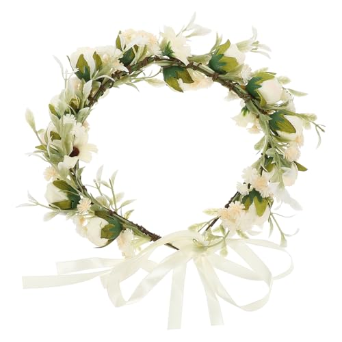 DOITOOL Brautgirlande Brautjungfern Stirnband Blumengirlande Rosenblütenkrone Haargummis für Damenhaare Tiara Haarschmuck Blumenkopfschmuck Blumenkrone für Mädchen Süss von DOITOOL