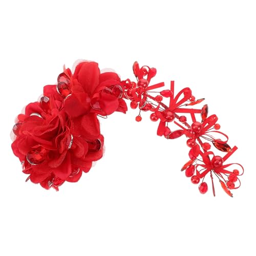 DOITOOL Brautjungfern-haargummi Rotes Stirnband Haarschmuck Für Die Braut Prinzessin Hochzeit Kopfschmuck Hochzeitskopfschmuck Braut Stirnband Haarreifen Für Mädchen Kind Koreanisch Kamm von DOITOOL