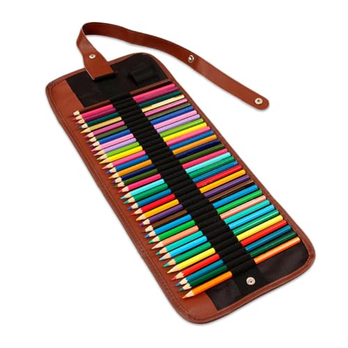 DOITOOL Canvas Bleistift Rollmäppchen mit Fächern Leichter Stifte Organizer für Buntstifte und Pinsel Waschbare Federtasche Platzsparend für Schule Studium und Künstlerbedarf von DOITOOL