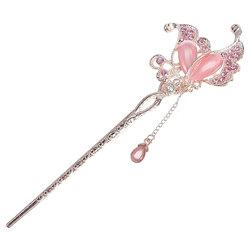 DOITOOL Chinesische Haarstäbchen Haarschmuck Mit Blumen Haarklammern Für Frauen Chinesische Haare Florale Haaraccessoires Blumenhaarspangen Für Frauen Essstäbchen Rosa Fräulein Jahrgang von DOITOOL