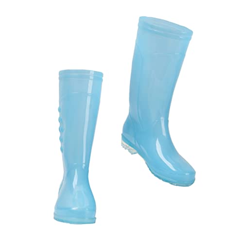 DOITOOL Damen Regenstiefel aus Wasserdichtem PVC rutschfest und Strapazierfähig Hoher Schaft Transparente Outdoor Gummistiefel in Candy Blau Leicht und Bequem für Regnerische Tage von DOITOOL