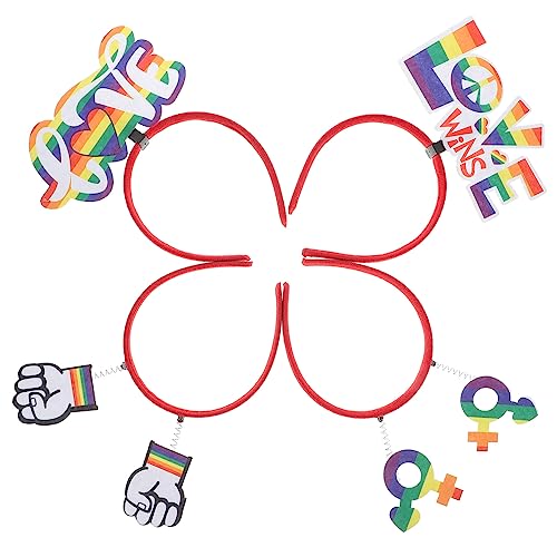 DOITOOL Damen Stirnbänder 4 Stück lgbt-Stirnband lesbischer Haarreifen Männergeschenk während Gürtel Stirnbänder für Männer Regenbogen-Accessoires Stolz Zeug leer Kopfbedeckung Haarring von DOITOOL