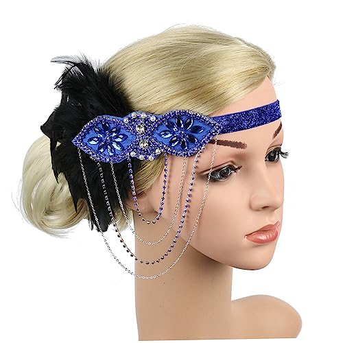 DOITOOL Federn Stirnband Mit Kette Und Quasten Für Damen Weich Und Leicht Eleganter Haarreif Für Partys Tanzen Und Andere Anlässe von DOITOOL