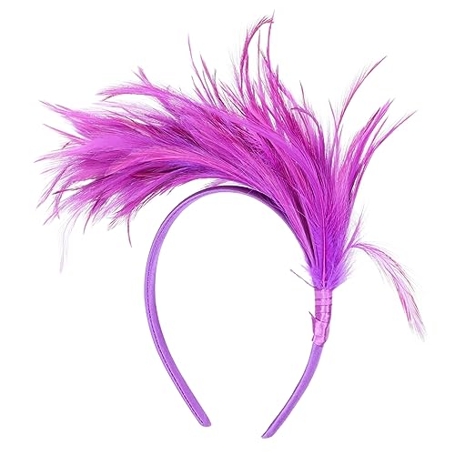 DOITOOL Feder Stirnband Party-kopfbedeckung Tea-party-stirnbänder Für Damen Mardi Gras Kopfschmuck Fascinator-hüte Für Frauen Retro-kleidung Halloween Eisendraht Fräulein Violett Kopftaste von DOITOOL