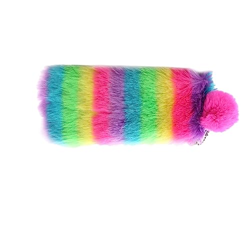 DOITOOL federmäppchen Regenbogen Flauschige Handtasche Schreibwarentasche für Studenten Plüsch-Stifttasche Make-up-Organizer Hohe Kapazität Aufbewahrungstasche Kosmetiktasche Fräulein von DOITOOL