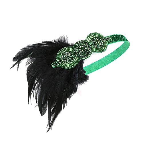 DOITOOL Gatsby-Haarband Kopfschmuck für den Abschlussball Haarschmuck für die Hochzeit Hijab Tiara Federkopfschmuck Party-Kopfschmuck Kleid Kopfbedeckung Zubehör Stirnband Braut von DOITOOL