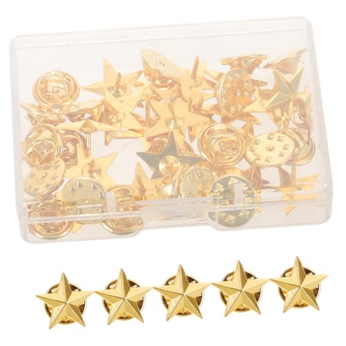DOITOOL Goldener Fünfzackiger Stern Anstecknadel mit Schmetterlingsverschluss Leichte Vielseitige Brosche für Jacken Hüte Rucksäcke als Dekoratives Accessoire für Damen und Herren von DOITOOL