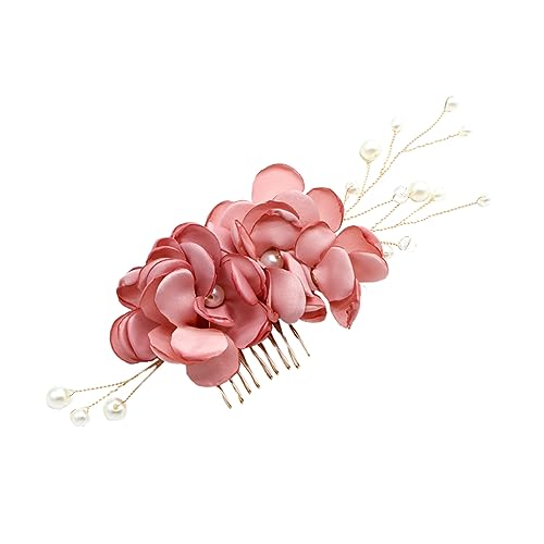 DOITOOL Brautjungfer Kamm Waschlappen für Kinder Braut Kopfschmuck Brauthaarkamm haarschmuck Tiara Haarkamm für Frauen Hochzeit Haarkamm Koreanisch Kopfbedeckung Stoffblumen Damen Rosa von DOITOOL