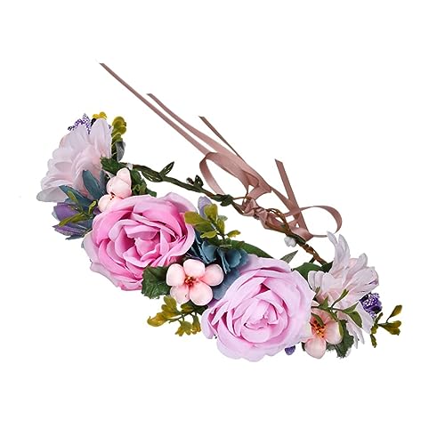 DOITOOL kopfschmuck Haarband Tiara Haargummi Blumenstirnbänder für Mädchen Haarreifen für Blumenmädchen Hochzeit Kopfbedeckung Zubehör Stirnband Strandresort von DOITOOL