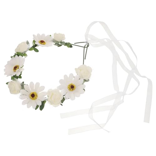 DOITOOL Haargummis Für Kinder Haarkranz Blumenkrone Haarschmuck Zum Flechten Braut Stirnband Florale Haargirlande Hochzeit Stirnband Urlaub Mori-abteilung Haarring Weiß von DOITOOL