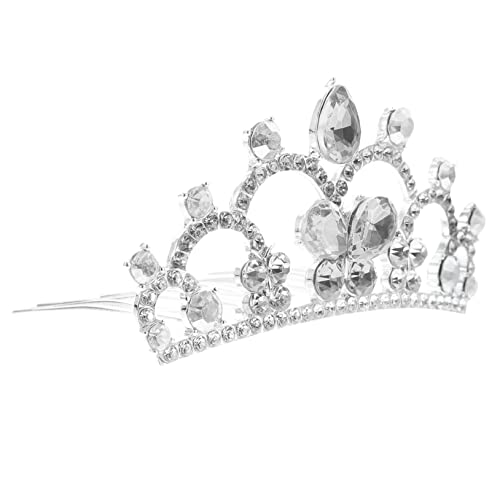 DOITOOL Haarkamm Mit Kristallkrone Mädchen Hochzeit Kopfschmuck Tiara-kamm Kristall Haarkamm Mit Kleiner Krone Tiara Haarkamm Kleine Prinzessin Weiß Legierung Strass Braut Bilden von DOITOOL