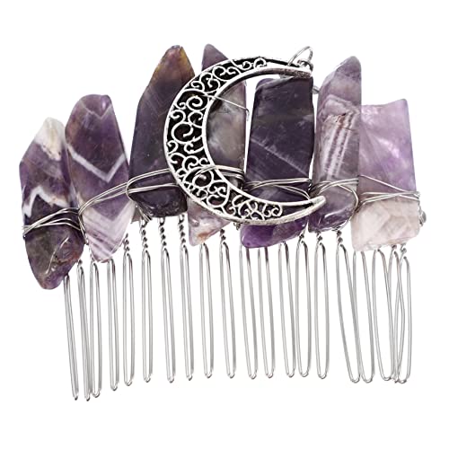 DOITOOL Haarkamm mit Kristallkrone Brauthaarkamm Blumendekorationen Tiara hochzeitsdeko frauen kopfschmuck Haarschmuck Kopfbedeckung Amethyst Damen Violett von DOITOOL