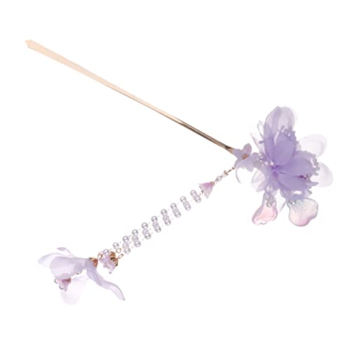 DOITOOL Haarnadel Blumenhaarspangen für Frauen chinesische haarspangen Haarklammer Tiara Haarstäbchen für langes Haar Haarstock Jahrgang Brötchen Stift Haarschmuck Damen Stoff von DOITOOL