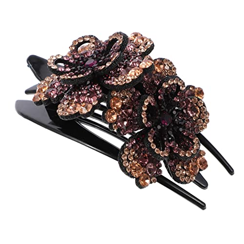 Haarnadel Haarspange Strass Blumen Haarkamm Haarschmuck Für Damen Floraler Kopfschmuck Krallenclips Für Mädchen Pferdeschwanz Importierte Strasssteine Violett Die Blumen Fräulein von DOITOOL