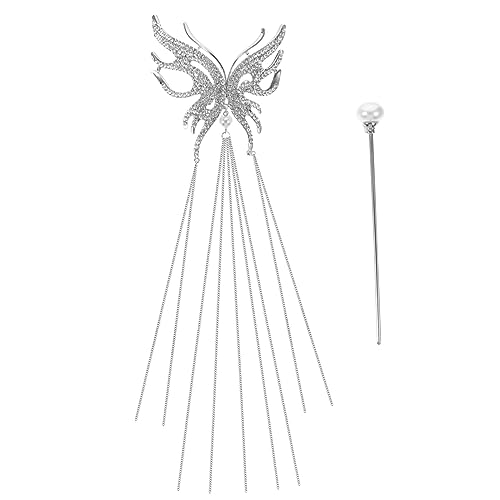 DOITOOL Schmetterlinge Haarstab Vintage Chinesische Haarnadel Styling-tool Für Frauen Haarknotenhalter Silberfarbenes Accessoire von DOITOOL