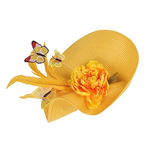 DOITOOL Handgefertigte Kopfbedeckung Damen Strohhut Derby-Hut Kopfschmuck für Kopfschmuck der Braut Bankett-Kopfschmuckhut die Blumen Zylinder Stirnband Haarschmuck Blütenkopf Stoff von DOITOOL
